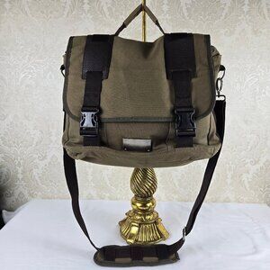 Hard Rock Olive Green Messenger Bag Laptop 100% Cotton Buckles Top Handle Strap